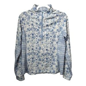 Vineyard Vines Performance 1/4 Zip Pullover Blue Floral Stripe Women's Med